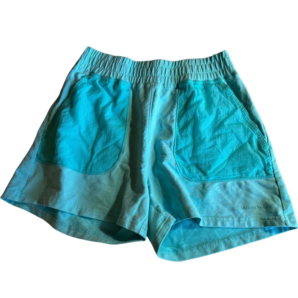 Outdoor‎ Voices Women Blue Organic Cotton Modal Ripstop Pockets Shorts Size S